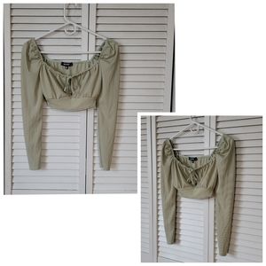 MISSGUIDED Long Sleeve Crop Top, Size 0